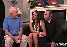 Brooke belle's big tits bounce as she's fucked in the garage while her cuckold husband watches.