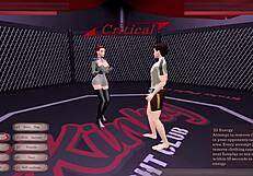 Kinky fight club loser gets fucked in cowgirl position at night club. Kat dominates the dancing scene