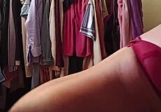 modeling my new red lingerie