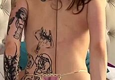 backstage anal sex with tattoo model, cum on ass 😏