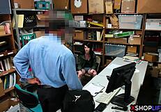 Mall Cop Fucks Shoplifting Teen's Hairy Pussy.