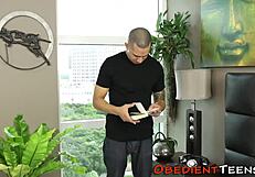 Teen in cuffs handled roughly.