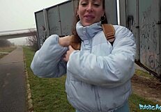 Public agent bangs babe with big cock down to balls after game loss.