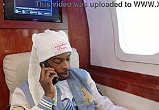 deepthroat and anal with big black cock on plane