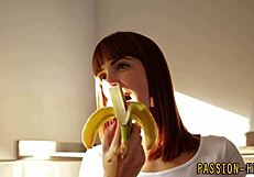 Look at this petite European brunette with braces getting a hardcore cumshot