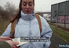 Public agent bangs babe with big cock down to balls after game loss.