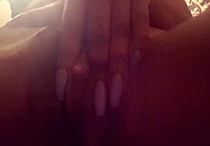 pretty ebony pussy fingered close up