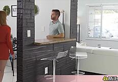 Busty Redhead Housewife Seduces Neighbor For Threesome Blowjob