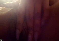 pretty ebony pussy fingered close up