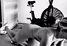 creeper sneaks in for an ass massage while she's working out hard