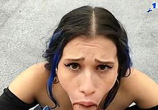 katty blake enjoys a public encounter with a partner