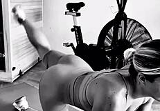 creeper sneaks in for an ass massage while she's working out hard