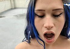 katty blake enjoys a public encounter with a partner