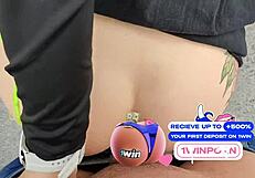 katty blake enjoys a public encounter with a partner