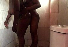 Feeling the thrill in the bathroom as she bends over for her first homemade fuck. Her big ass shakes with passion.