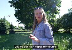 Park flash casting call with cute blondie