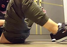 guy wanking inside his sneakers for fetish fun