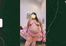 Mature Old Cougar Dances Topless, Showing Off Saggy Tits for the Camera