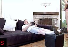 wanna watch this hot girl get slammed hard on the couch with wild moves?