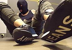 guy wanking inside his sneakers for fetish fun