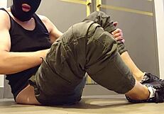 guy wanking inside his sneakers for fetish fun