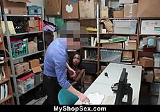 Teen Sucks Security Officer's Cock Under High Pressure