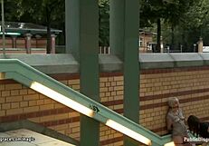 Pierced Pussy Blonde Fucked in Public