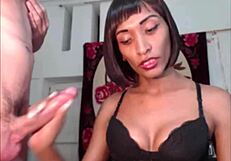 Stunning Ebony Tranny Deepthroats Lover!