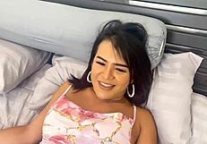 Thai Ladyboy Gets Her Throat Fucked Hard by Farang Tourist