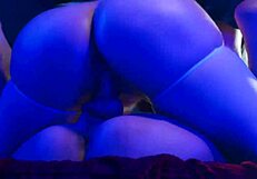 Nun cosplay couple interacts in garage.