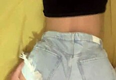 amateur girl with big ass in shorts gets bent over