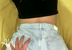 amateur girl with big ass in shorts gets bent over