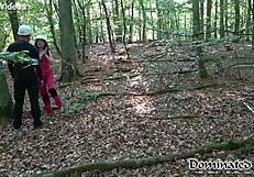 Mistress binds trainee for outdoor anal fuck! Her ass is bound tight!