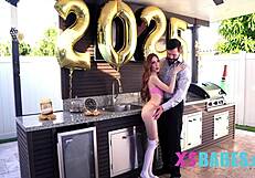 Tiny slut takes massive cock on nye