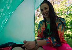 slutty hippie jerked me off in tent