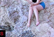 Brunette and blonde girls seduced at the seaside