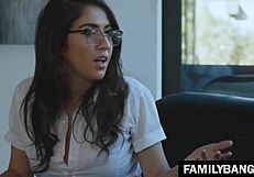 Holy crap! School step sisters Elena Koshka and April O'Neil grind hard together!