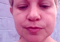 Blonde with big tits gives blowjob to monster black cock in interracial video call