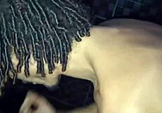 Ebony prostitute gives ass to two in swing party.