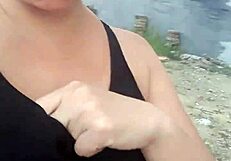 Blonde with big tits gives blowjob to monster black cock in interracial video call