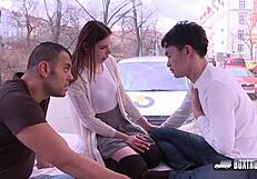 beautiful jessica bell takes a cumshot on her big ass in public outdoor action