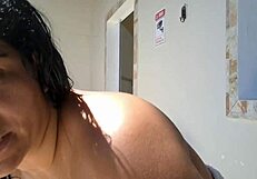 Wife gets creampie then bathes naked outdoors for neighbors