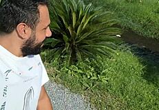 Wife gets creampie then bathes naked outdoors for neighbors