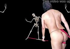 Watch Agarabas and Olpr in a Halloween fucking dance outdoors