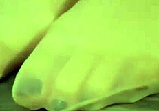 Girl playing with balloons while wearing pantyhose