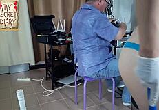 boss dominates secretary with intense pussy and mouth blowjob in office.