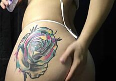 Colombian model rides dildo to orgasm on camera