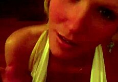 hot blonde slut drains dick in bikini