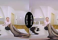 maturereality - hotel room fuck with skinny mature in dress, heels, and shoes, riding cowgirl pov.