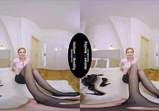 maturereality - hotel room fuck with skinny mature in dress, heels, and shoes, riding cowgirl pov.